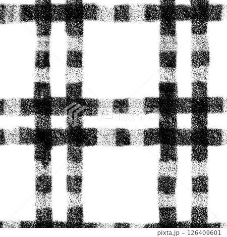 Black White Plaid Gingham Check Hand Drawn Background Pattern Overlay 126409601