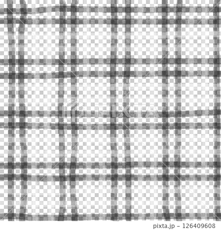 Black White Plaid Gingham Check Hand Drawn Background Pattern Overlay 126409608