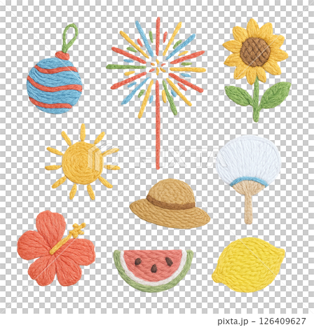 Embroidery-style decoration set (Summer motif ②) 126409627