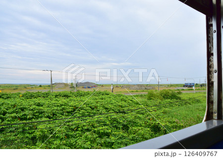 JR北海道、日高本線の苫小牧駅から鵡川駅までの風景(2023年夏曇り空) JR北海道、日高本線の苫小牧駅から鵡川駅までの風景(2023年夏曇り空) 126409767