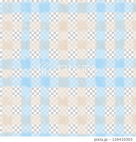 Blue Brown Beige Plaid Gingham Check Hand Drawn Background Pattern Overlay 126410303