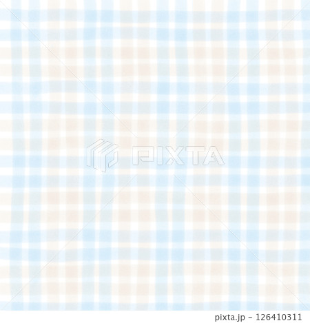 Blue Brown Beige Plaid Gingham Check Hand Drawn Background Pattern Overlay Blue Brown Beige Plaid Gingham Check Hand Drawn Background Pattern Overlay 126410311