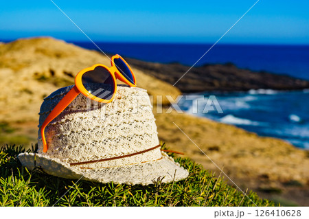 Coast landscape with summer hat, Spain. Coast landscape with summer hat, Spain. 126410628