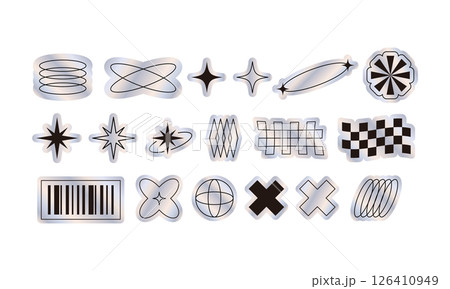 虹色に輝くY2Kホログラフィックステッカーパック 126410949