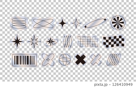 虹色に輝くY2Kホログラフィックステッカーパック 126410949