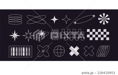 ミニマルなY2Kホログラフィックアイコンセット 126410953