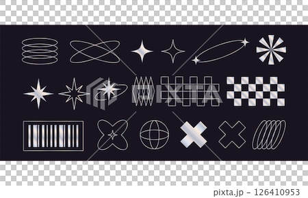 ミニマルなY2Kホログラフィックアイコンセット 126410953