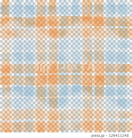 Blue Orange Plaid Gingham Check Hand Drawn Background Pattern Overlay Blue Orange Plaid Gingham Check Hand Drawn Background Pattern Overlay 126411248