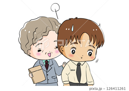 笑顔の上司に肩を叩かれる 126411261