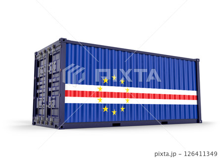 Cargo container displaying Cape Verde flag, symbolizing global trade, import-export business, and logistics. 3d Rendering 126411349