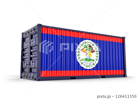 Maritime container bearing Belize national flag symbolizing international trade, global shipping logistics. 3d Rendering Maritime container bearing Belize national flag symbolizing international trade, global shipping logistics. 3d Rendering 126411350