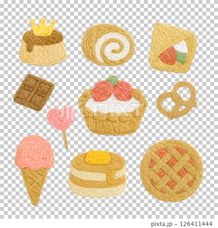 刺繍風あしらいセット（カフェ・スイーツ②） 126411444