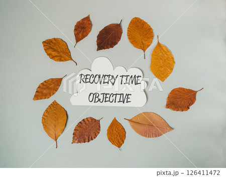 Recovery time objective is written on a white background with leaves 126411472