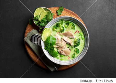 Thai green curry chicken soup Thai green curry chicken soup 126411989