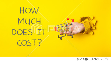 A hand holding a shopping cart A hand holding a shopping cart 126412069
