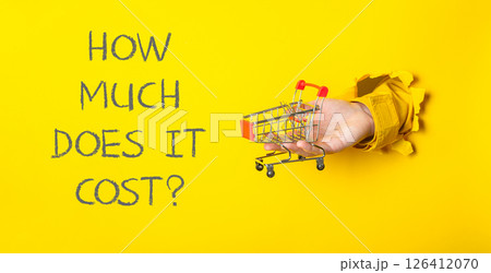 A hand holding a shopping cart A hand holding a shopping cart 126412070