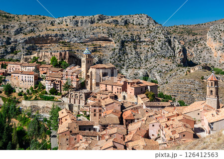 Aerial view of Albarracin's medieval village in Spain Aerial view of Albarracin's medieval village in Spain 126412563