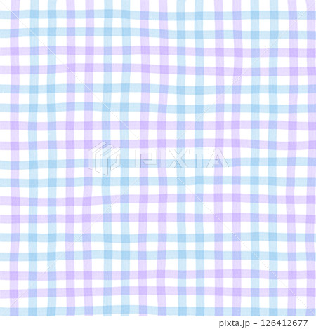 Blue Purple Plaid Gingham Check Hand Drawn Background Pattern Overlay Blue Purple Plaid Gingham Check Hand Drawn Background Pattern Overlay 126412677