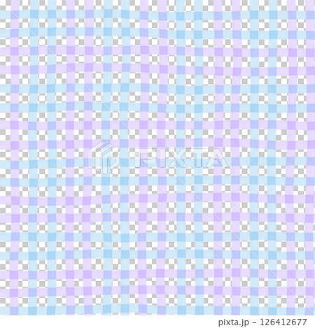 Blue Purple Plaid Gingham Check Hand Drawn Background Pattern Overlay 126412677