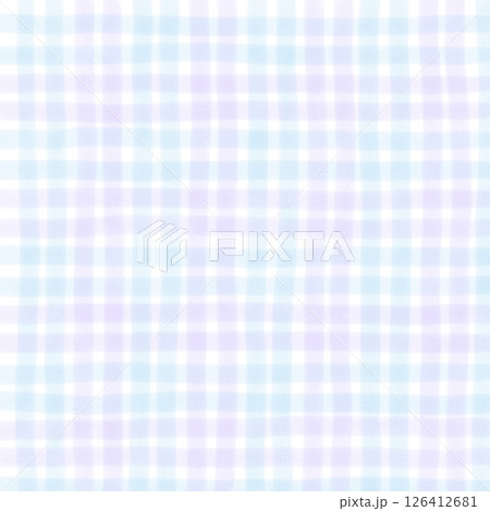 Blue Purple Plaid Gingham Check Hand Drawn Background Pattern Overlay 126412681