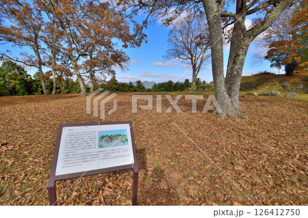 大和国「宇田松山城」　門跡の石垣と曲輪 126412750