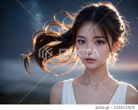 夜にたたずむ女性 126412929