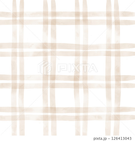 Brown Beige Plaid Tartan Gingham Check Hand Drawn Background Pattern Overlay Brown Beige Plaid Tartan Gingham Check Hand Drawn Background Pattern Overlay 126413043