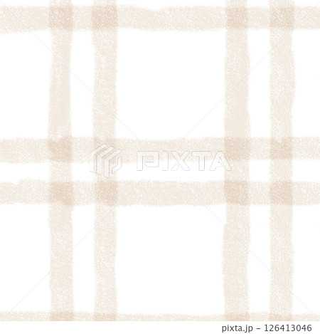 Brown Beige Plaid Tartan Gingham Check Hand Drawn Background Pattern Overlay 126413046