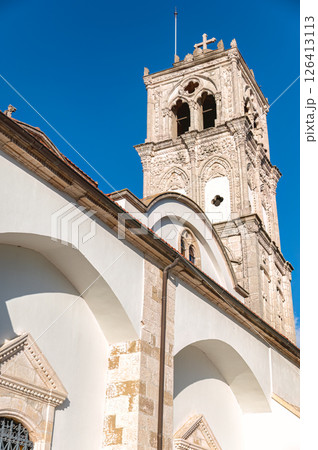 Church of the Holy Cross dominating Pano Lefkara village in Cyprus Church of the Holy Cross dominating Pano Lefkara village in Cyprus 126413113