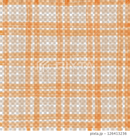 Orange Brown Beige Plaid Gingham Check Hand Drawn Background Pattern Overlay 126413236