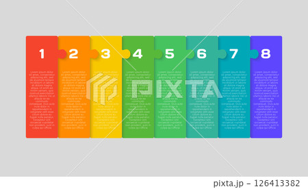 Eight piece line infographic jigsaw puzzle process 126413382