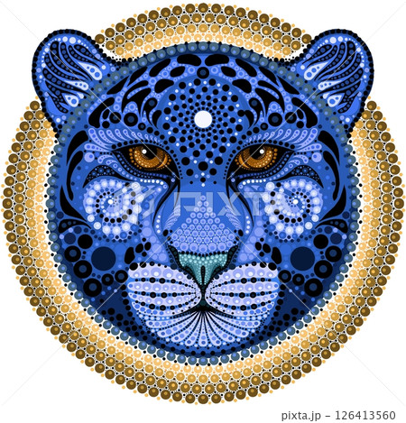 Illustration of a leopard head in mandala style. 126413560