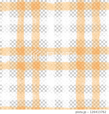 Orange White Plaid Gingham Check Hand Drawn Background Pattern Overlay 126413762