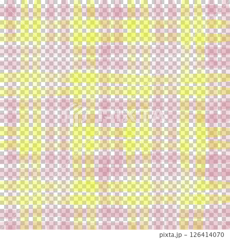 Pink Yellow Plaid Gingham Check Hand Drawn Background Pattern Overlay 126414070