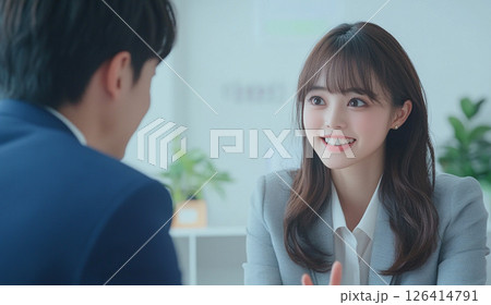 男性と打ち合わせするビジネスウーマン_3 126414791