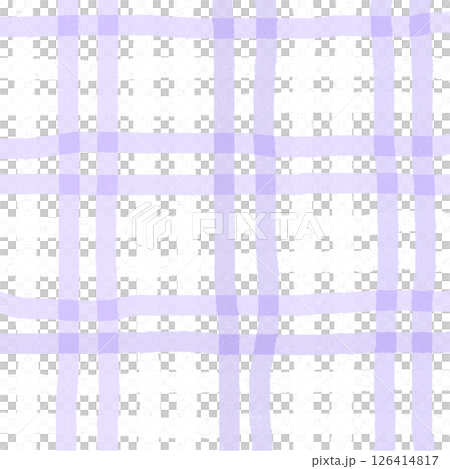 Purple White Plaid Gingham Check Hand Drawn Background Pattern Overlay 126414817
