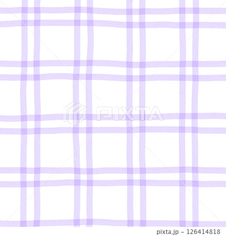 Purple White Plaid Gingham Check Hand Drawn Background Pattern Overlay Purple White Plaid Gingham Check Hand Drawn Background Pattern Overlay 126414818