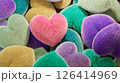 Colorful Fluffy Hearts Clustered Together Creating a Soft and Whimsical Scene 126414969