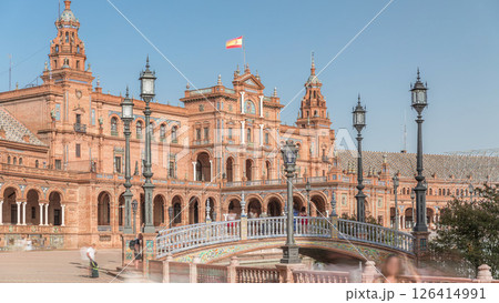 Plaza de Espana timelapse hyperlapse in Seville, Spain 126414991