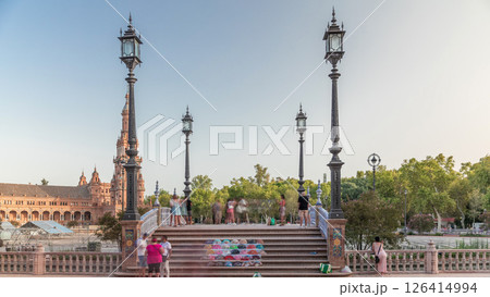 Plaza de Espana timelapse hyperlapse in Seville, Spain 126414994