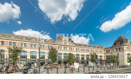 Monumental facade of Gare de Toulouse-Matabiau timelapse hyperlapse, France Monumental facade of Gare de Toulouse-Matabiau timelapse hyperlapse, France 126415017