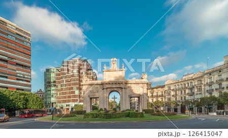 La Porta de la Mar timelapse hyperlapse in Valencia, Spain. 126415047