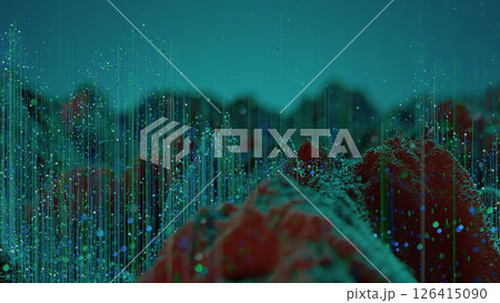 "Digital Horizons: A Textured Odyssey Through Reddish Terrain and Light Trails" 126415090