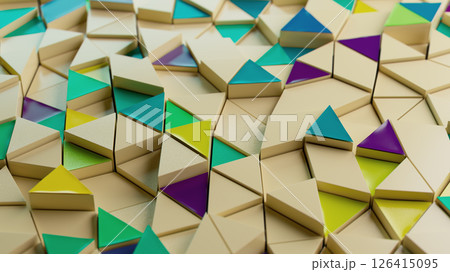 Colorful Geometric Triangles on Beige Background 126415095