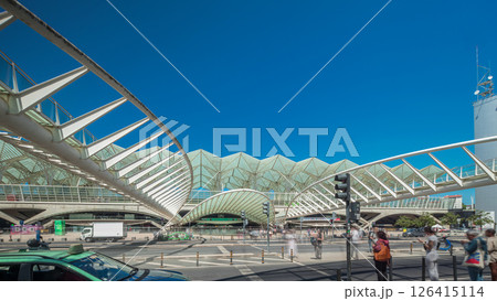 Lisbon Oriente Train and Bus Station timelapse hyperlapse. Lisbon, Portugal 126415114