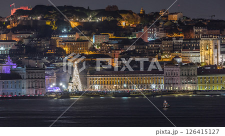Timelapse of Lisbon's Commerce Square illuminated for Christmas. Timelapse of Lisbon's Commerce Square illuminated for Christmas. 126415127