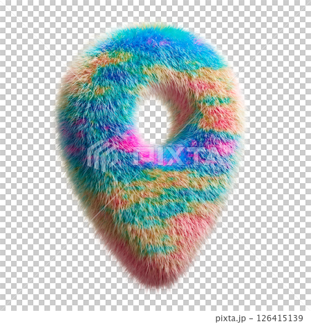 Colorful Furry Abstract Design in the Form of a Pin Marker Shape Colorful Furry Abstract Design in the Form of a Pin Marker Shape 126415139
