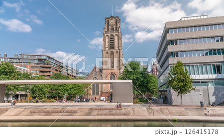 Hyperlapse of Laurenskerk on Grotekerkplein, Rotterdam. Netherlands Hyperlapse of Laurenskerk on Grotekerkplein, Rotterdam. Netherlands 126415178