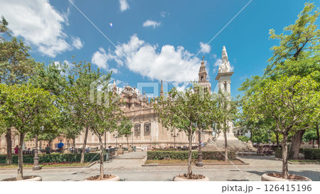 Plaza del Triunfo timelapse with Monument to Immaculate Conception, Seville 126415196