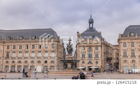 Place de la Bourse timelapse hyperlapse in Bordeaux, France, with the Fountain 126415218
